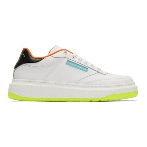 Paul Smith Hackney Flourescent Sole Sneaker White 8 NWT - Picture 4 of 5